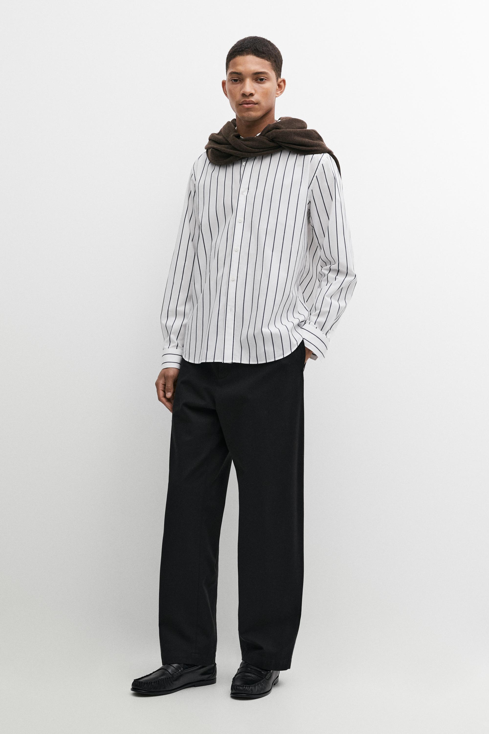 Chemise regular fit rayée 100 % coton